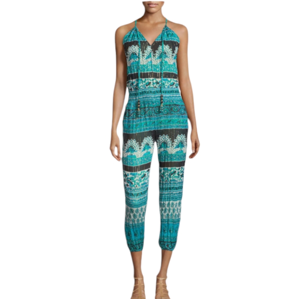Vacation Calypso St. Barth XS Cappi Printed Jumpsuit Sheer Lightweight Bohemian